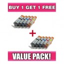 Canon PGI525 & CLI526 Compatible Value Pack with chip - BUY 1 GET 1 FREE